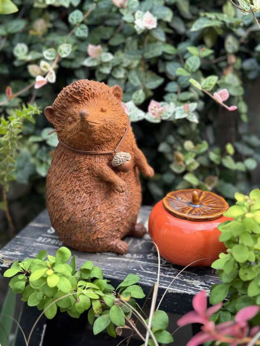 Cast Iron Hedgehog Garden Statue – Rustic Outdoor Sculpture “Hans the Hedgehog” Inspired by Grimm's Fairy Tales
