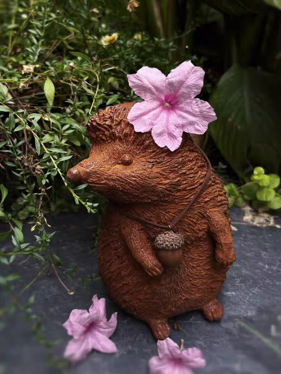 Cast Iron Hedgehog Garden Statue – Rustic Outdoor Sculpture “Hans the Hedgehog” Inspired by Grimm's Fairy Tales